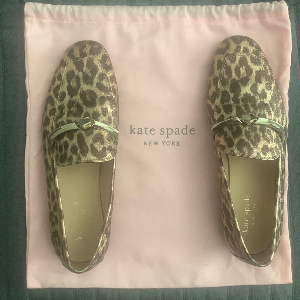 💯Auth Kate Spade LANA metallic leopard print flats size 6.5